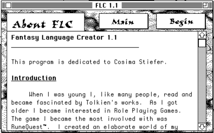 Fantasy Language Creator Hypercard Stack