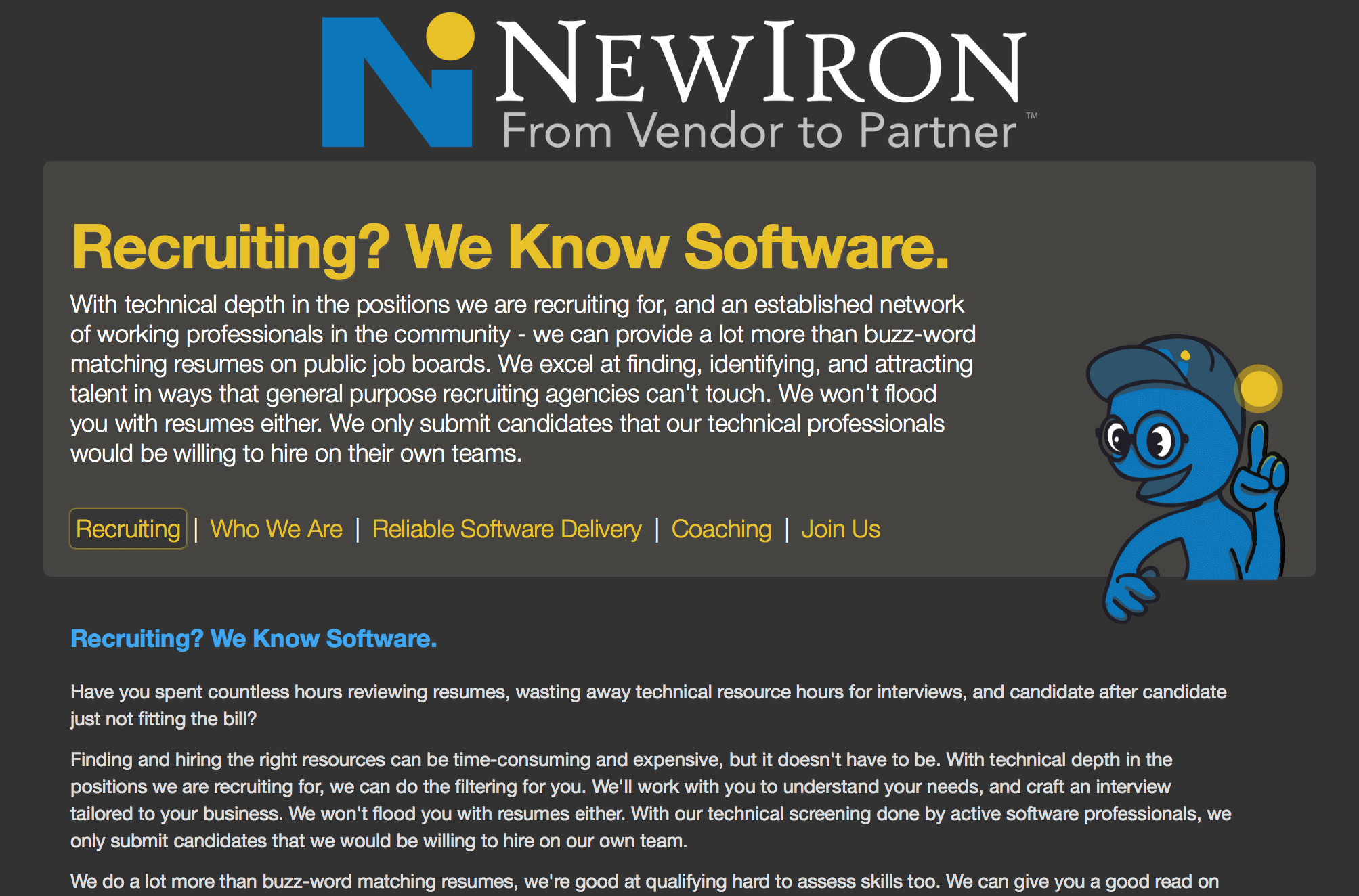 a screenshot of the New Iron website