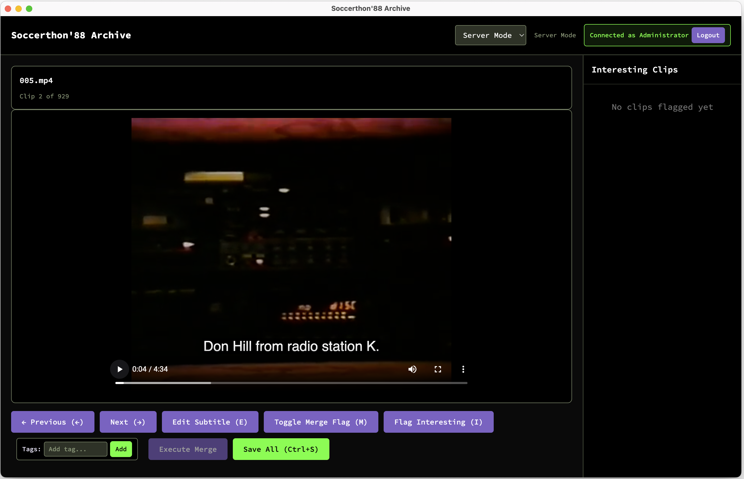 s88 video manager interface