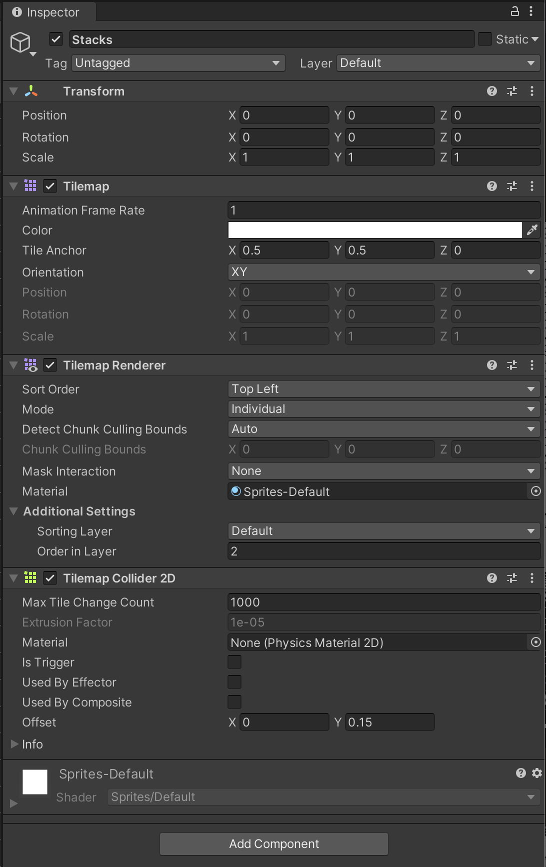 image of unity inspector