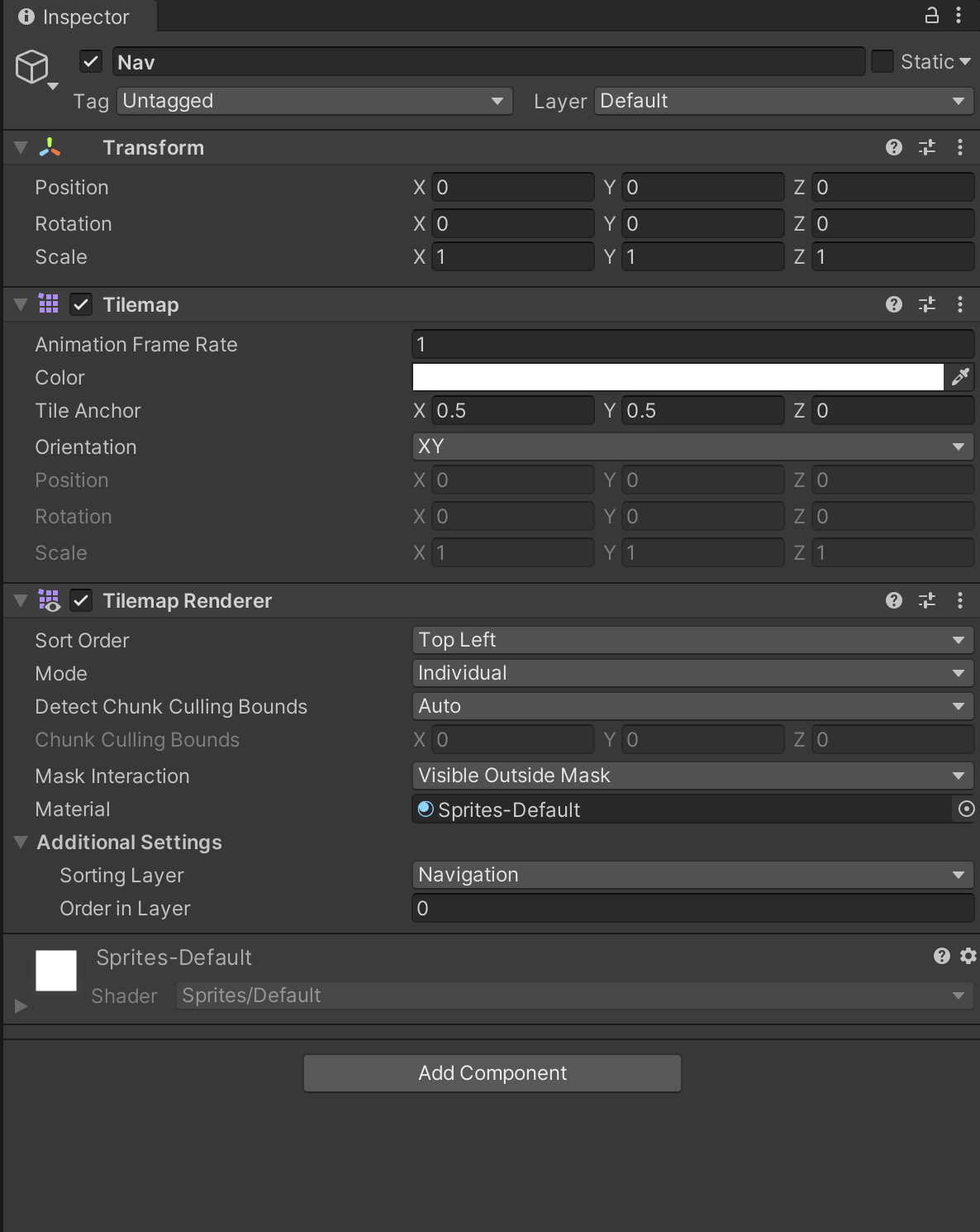 image of unity inspector