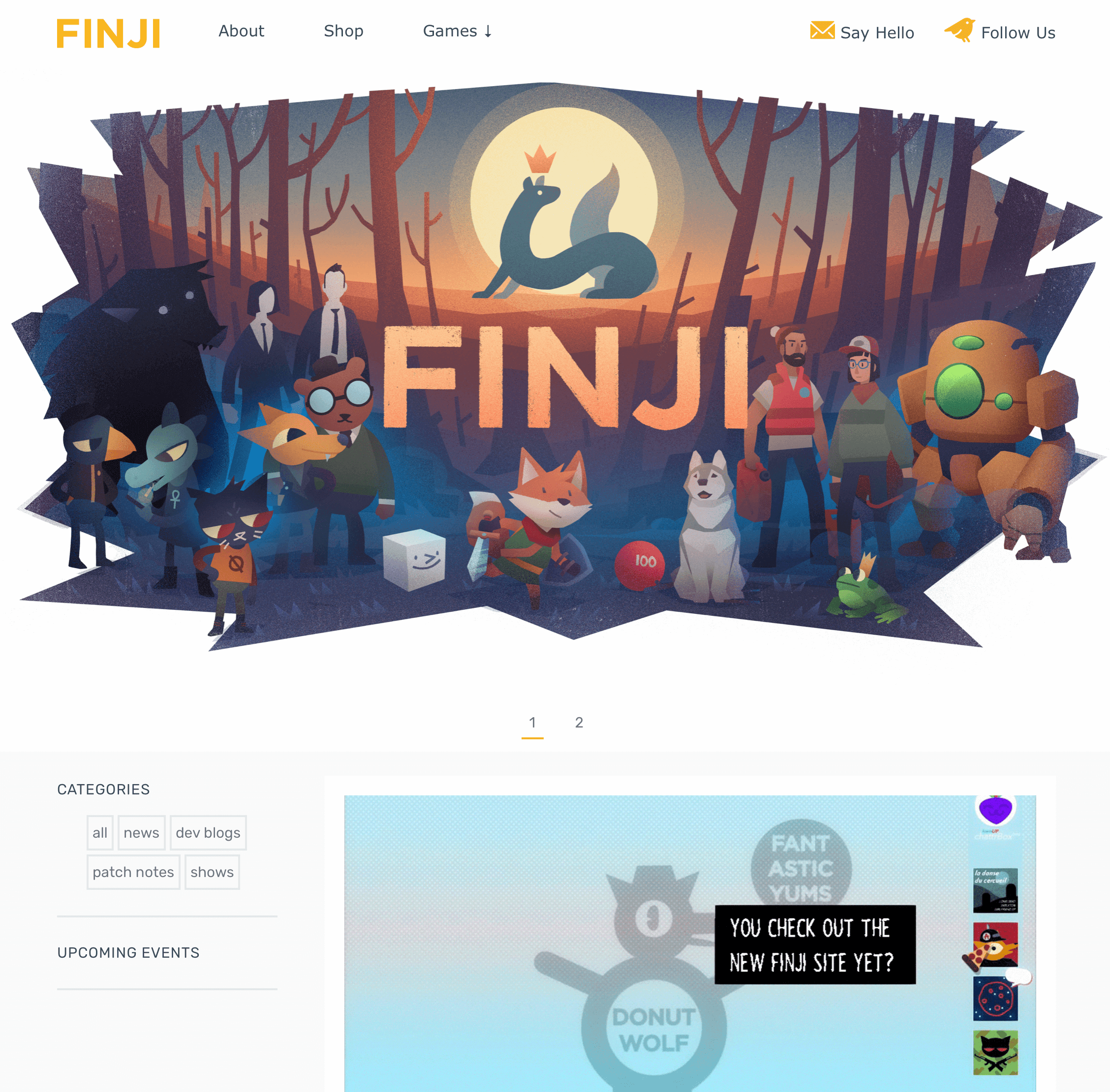 a screenshot of the Finji website