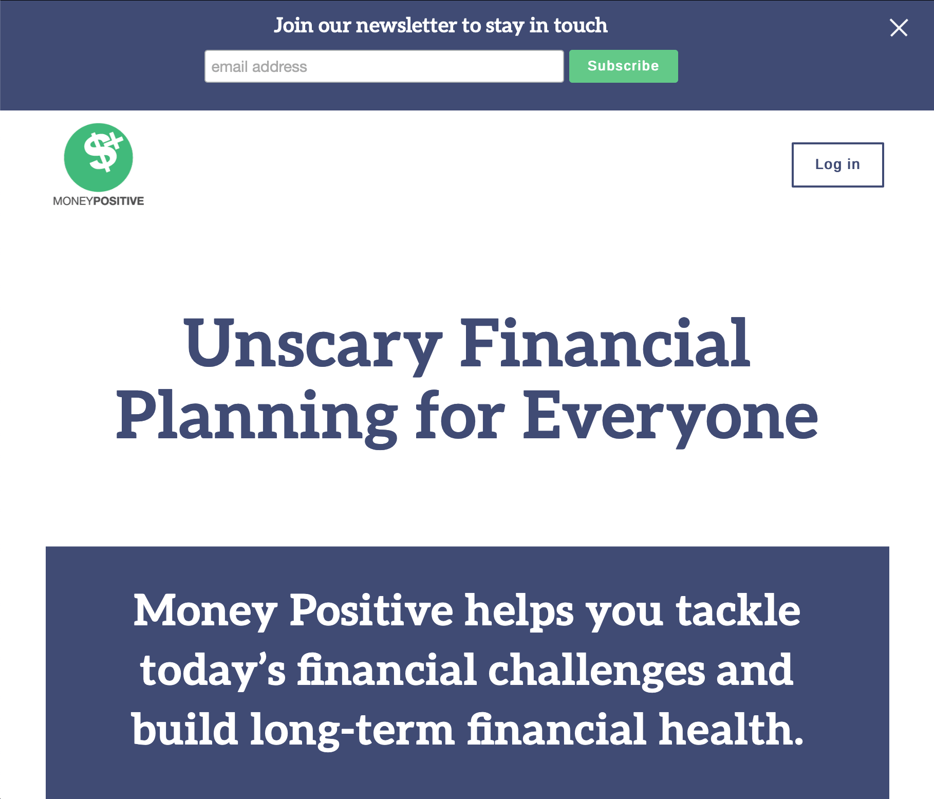 a screenshot of the Money Positive website