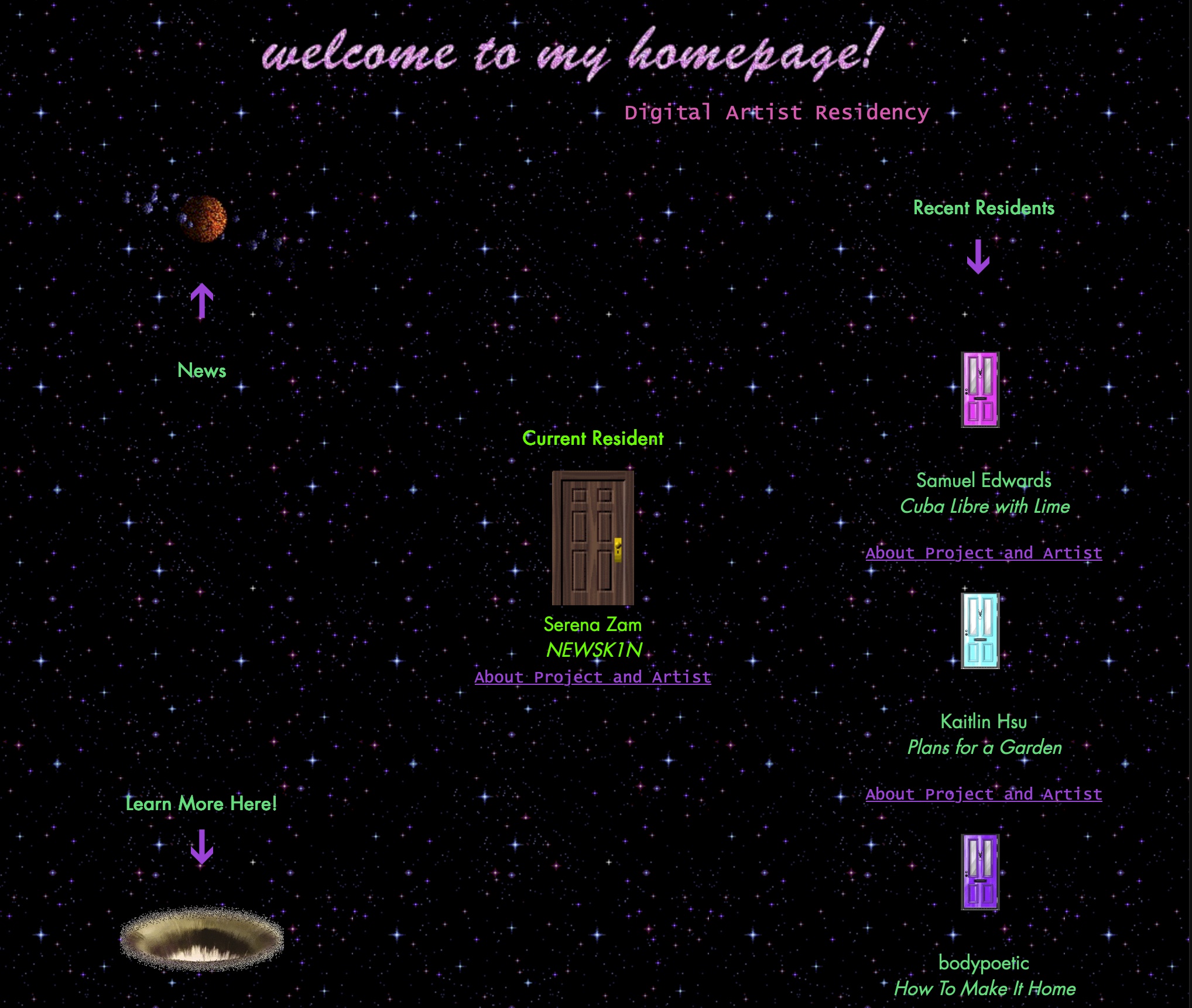a screenshot of the Welcome to my Homepage website